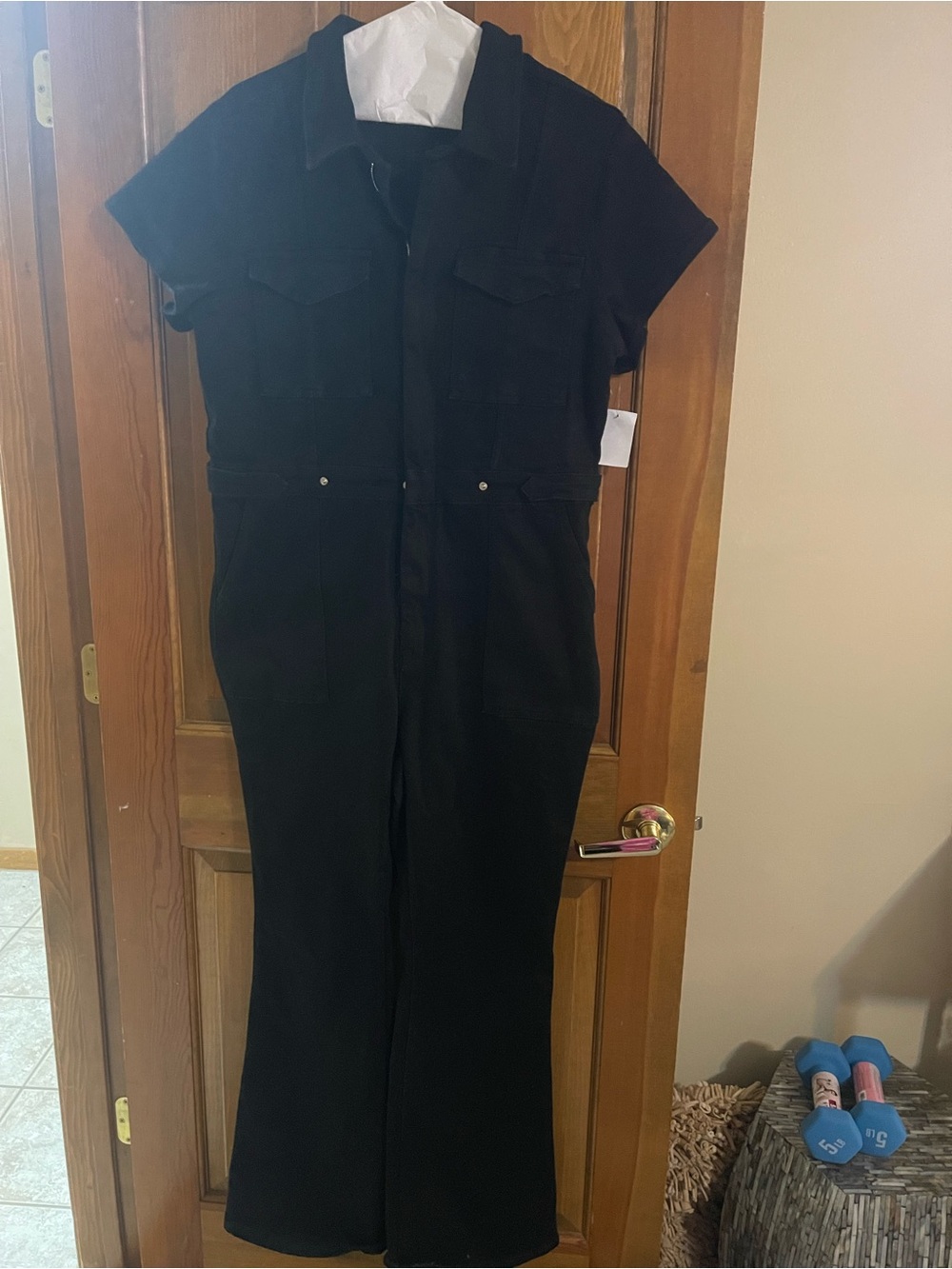 Good American Black Short-Sleeve Utility Jumpsuit